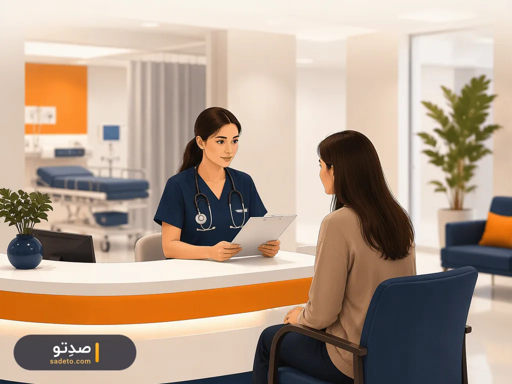 پرستار در حال ارزیابی وضعیت بیمار در بخش تریاژ اورژانس